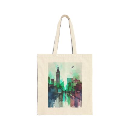 Cityscape Art Cotton Canvas Tote Bag | Eco-Friendly Shopping Bag, Travel Tote, Gift for Her, Urban Artwork, Reusable Grocery Bag