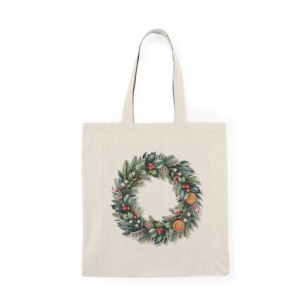 Holiday Wreath Tote Bag — Botanical Christmas Shopper Tote