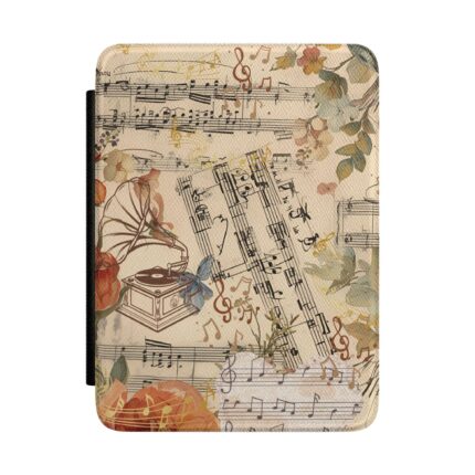 Kindle Case - Vintage Sheet Music Floral eReader Cover