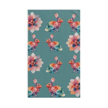 Floral Watercolor Bunny Hand Towel — Spring Garden Kitchen & Bath Accessory