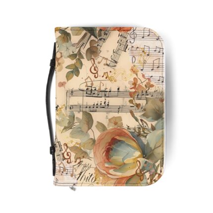 Bible Cover — Vintage Floral Sheet Music Design Zippered Bible Case