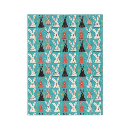 Easter Bunny Pattern Blanket — Cute Velveteen Microfiber Throw