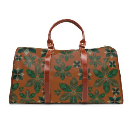 Waterproof Travel Bag — Green Leaf Floral Duffle for Weekend Getaways