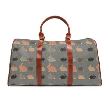 Waterproof Bunny Print Travel Bag — Cute Rabbit Weekender Duffel