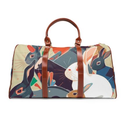 Rabbit Pattern Waterproof Travel Bag — Cute Bunny Duffle for Weekend Getaways