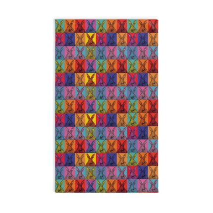 Colorful Pop-Art Rabbit Hand Towel — Vibrant Bunny Pattern for Kitchen & Bath