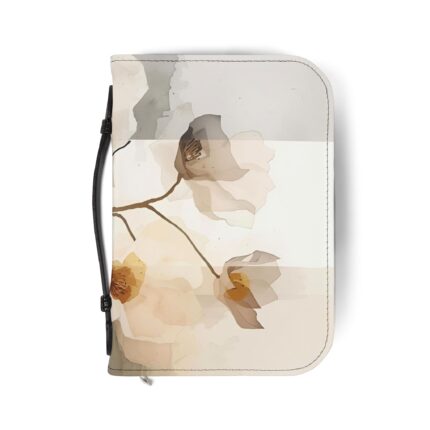 Floral Watercolor Bible Cover — Soft Neutral Flower Zippered Case