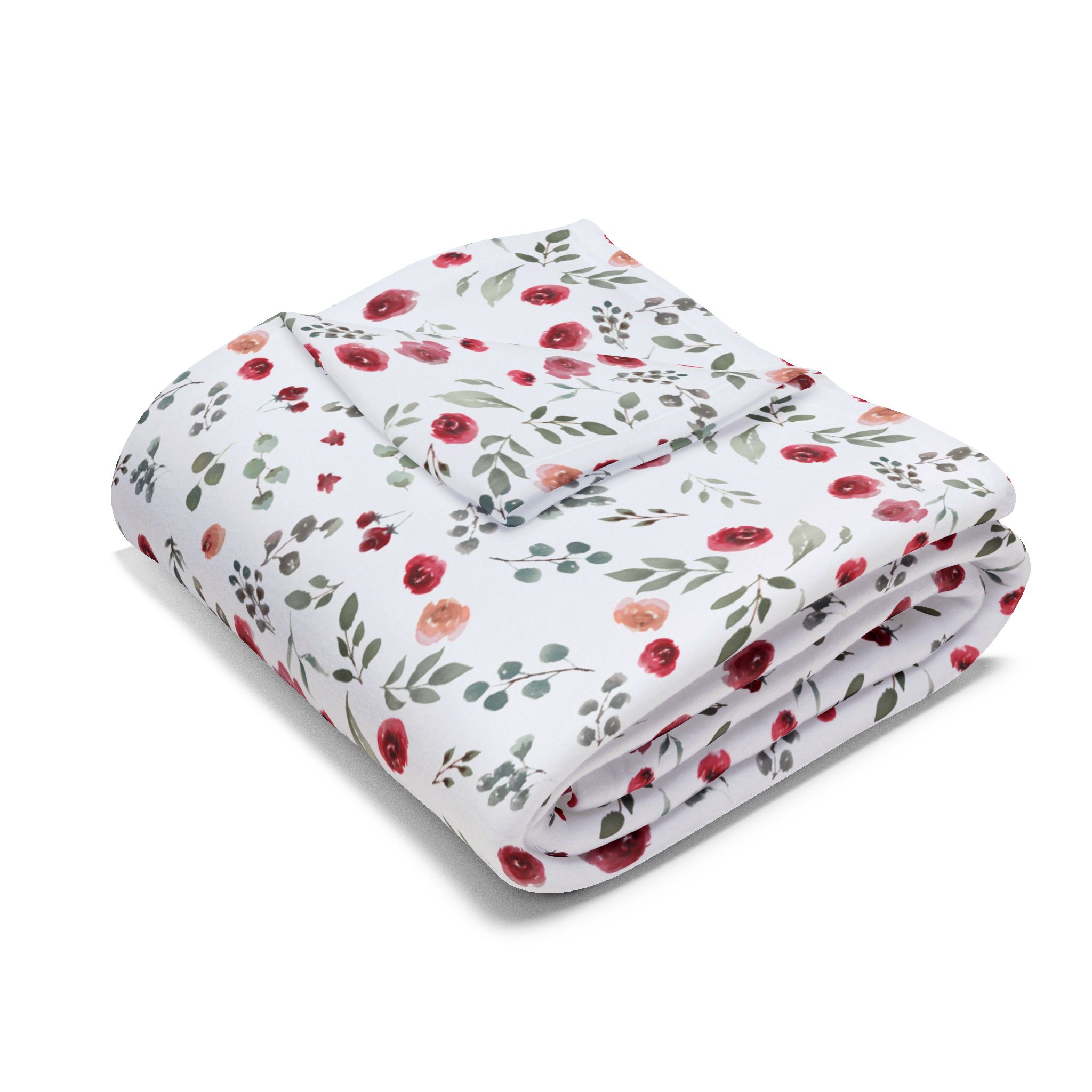 Arctic Fleece Blanket — Cozy Red & Gray Floral Winter Throw - Image 11