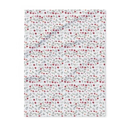 Arctic Fleece Blanket — Cozy Red & Gray Floral Winter Throw