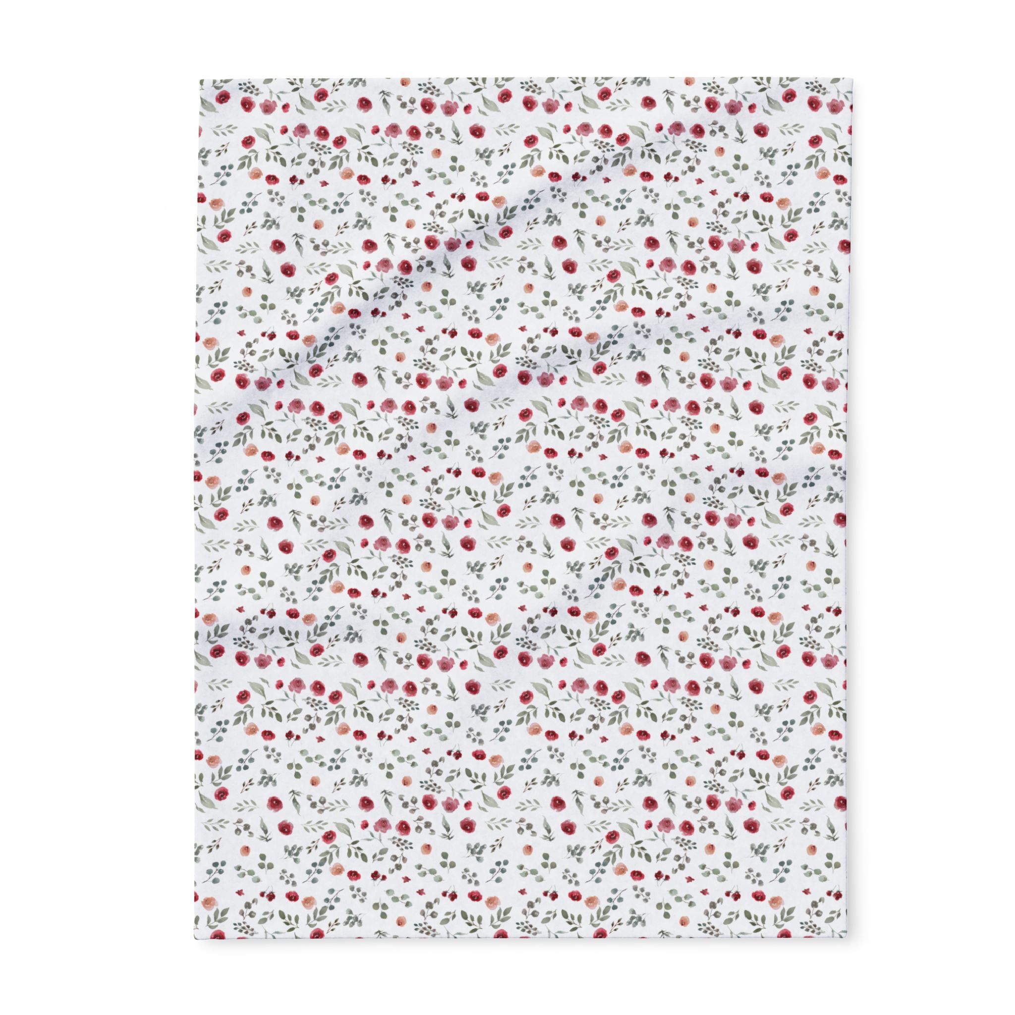 Arctic Fleece Blanket — Cozy Red & Gray Floral Winter Throw