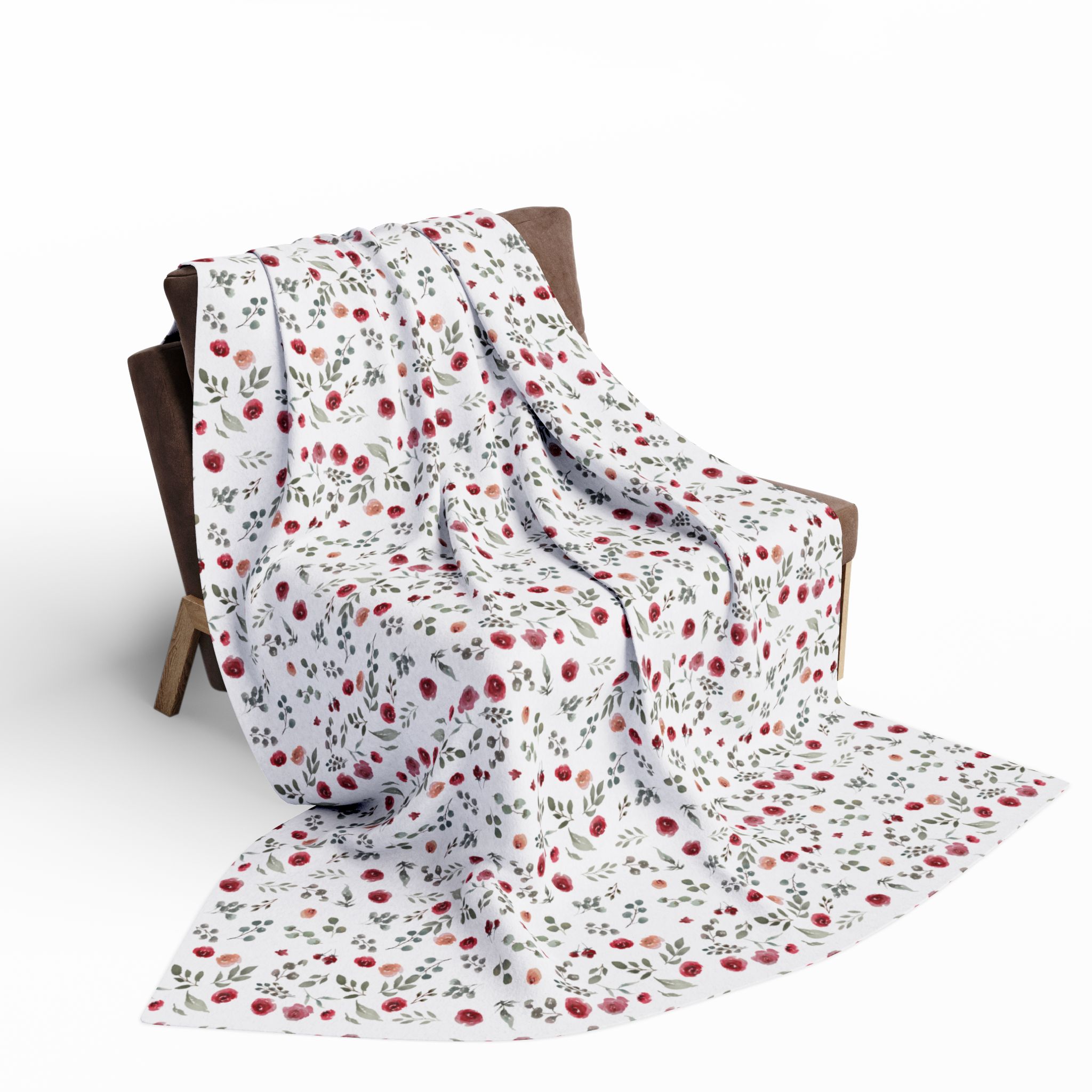 Arctic Fleece Blanket — Cozy Red & Gray Floral Winter Throw - Image 12