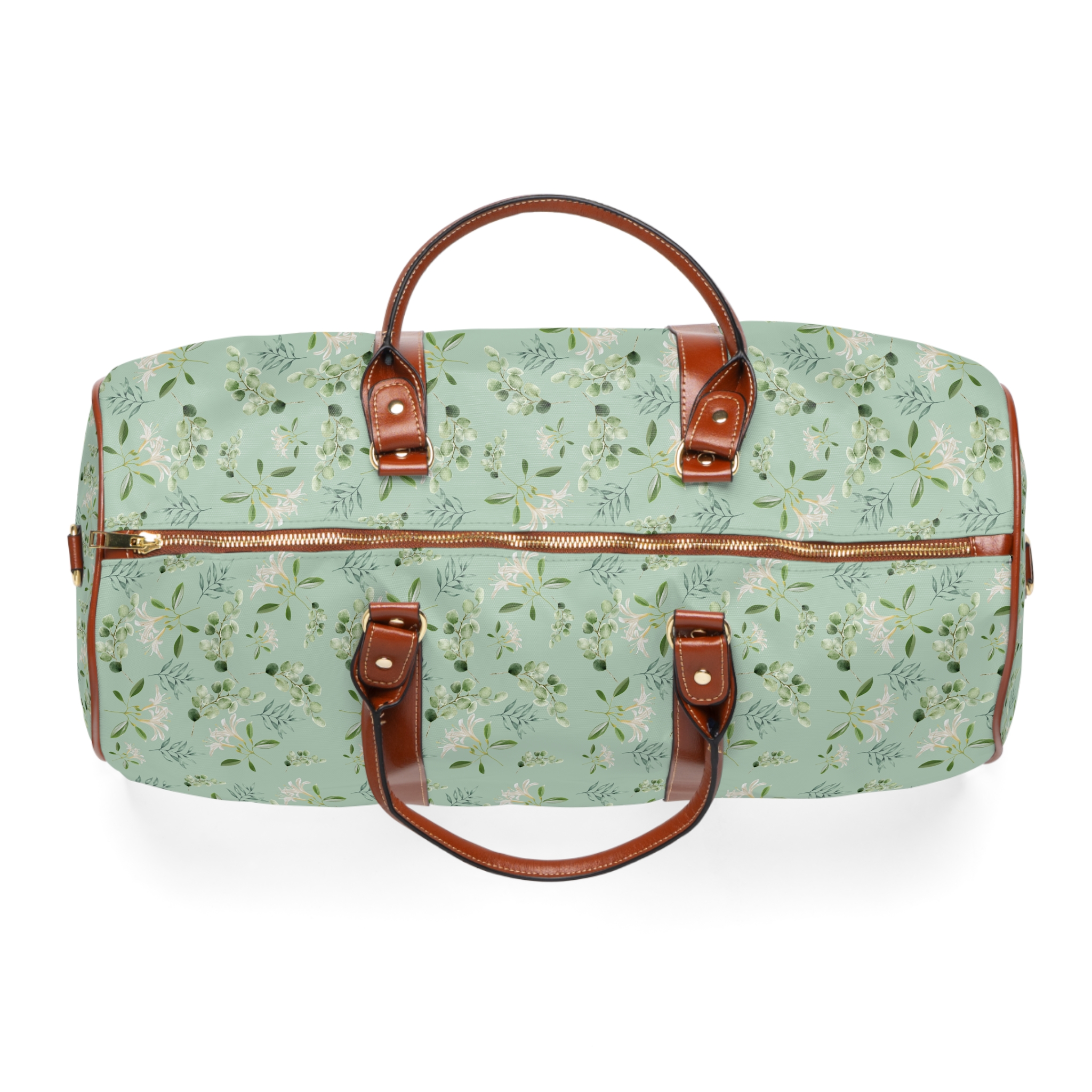 Floral Waterproof Travel Bag – Mint Botanical Weekender - Image 8