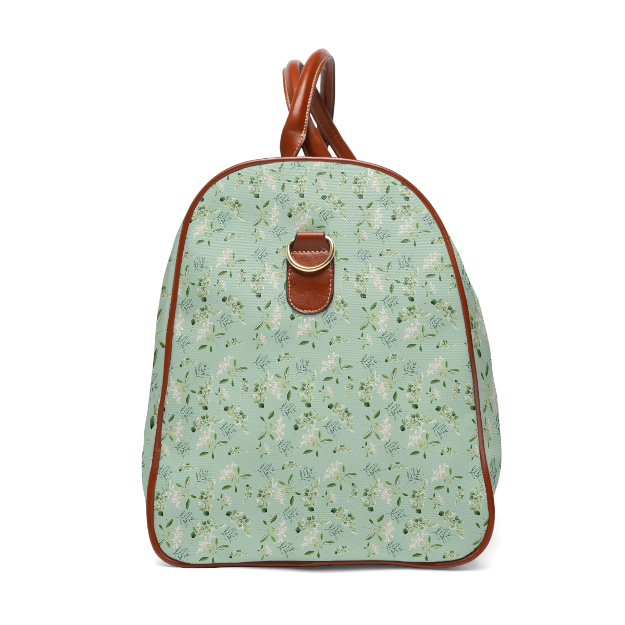 Floral Waterproof Travel Bag – Mint Botanical Weekender - Image 4