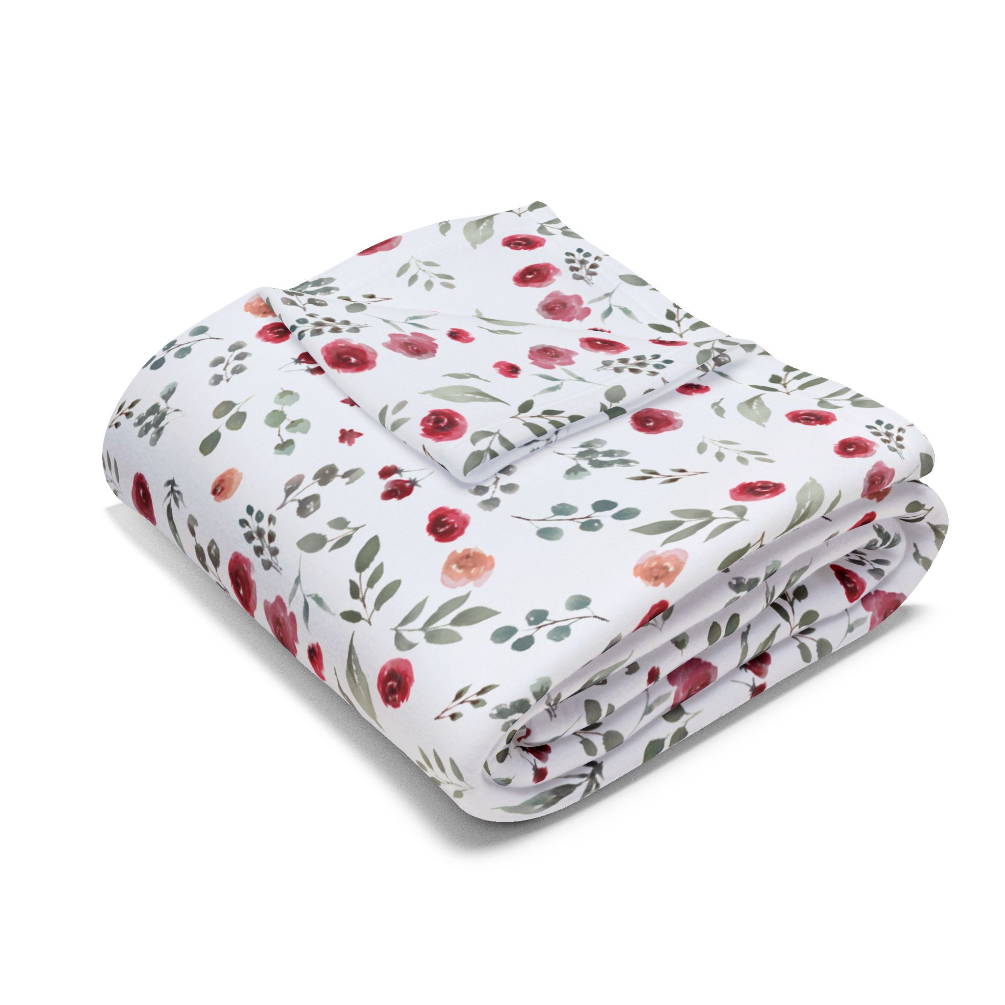 Arctic Fleece Blanket — Cozy Red & Gray Floral Winter Throw - Image 3