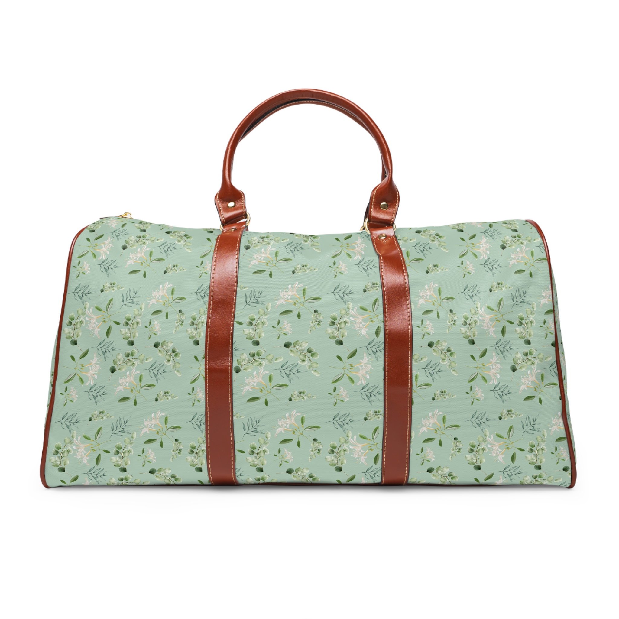 Floral Waterproof Travel Bag – Mint Botanical Weekender - Image 2