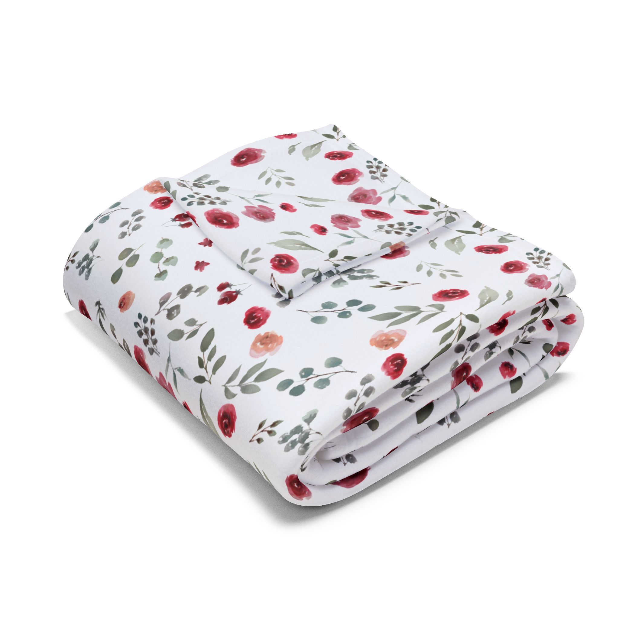 Arctic Fleece Blanket — Cozy Red & Gray Floral Winter Throw - Image 7