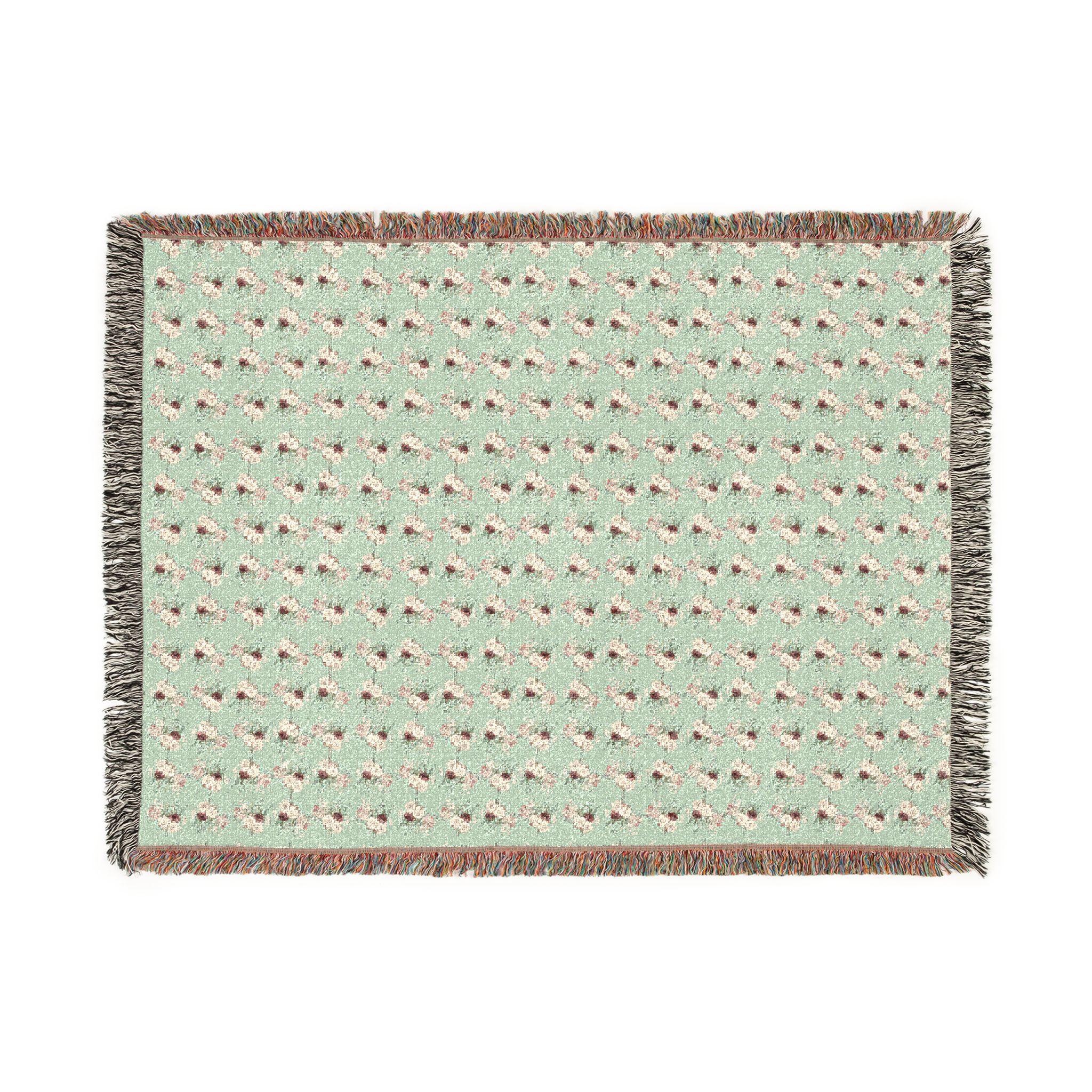 Woven Blanket — Floral Houndstooth Throw (Mint or Charcoal) - Image 10