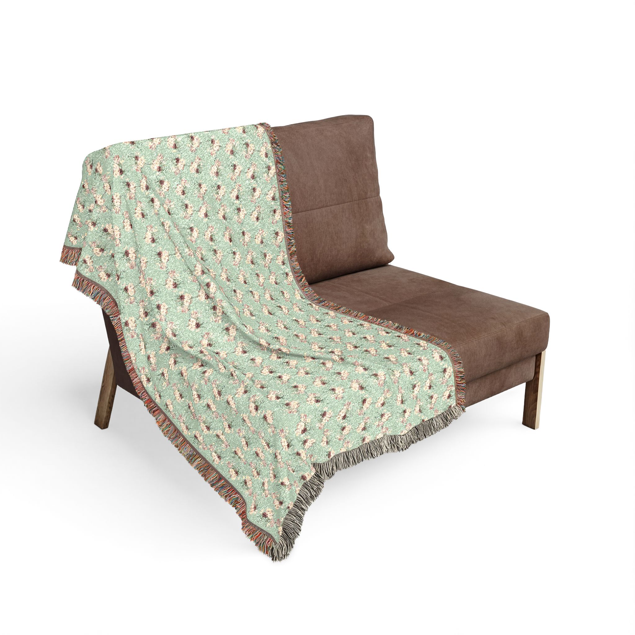 Woven Blanket — Floral Houndstooth Throw (Mint or Charcoal) - Image 4
