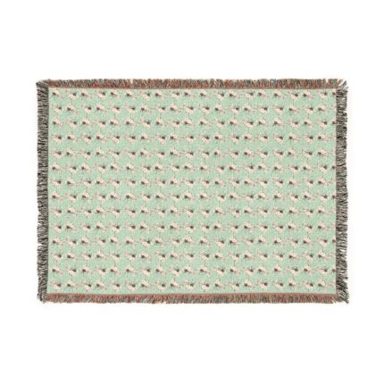 Woven Blanket — Floral Houndstooth Throw (Mint or Charcoal)