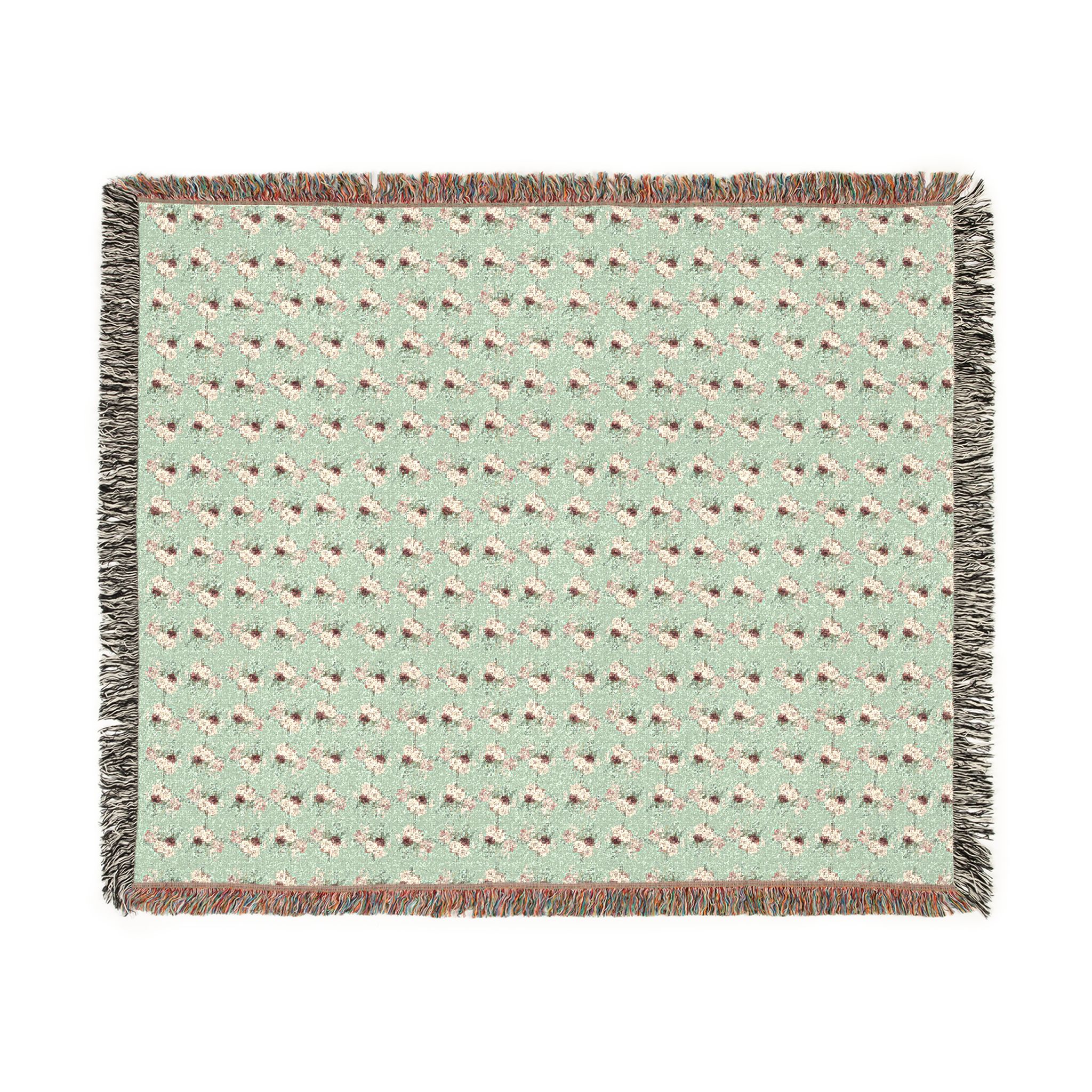 Woven Blanket — Floral Houndstooth Throw (Mint or Charcoal) - Image 5