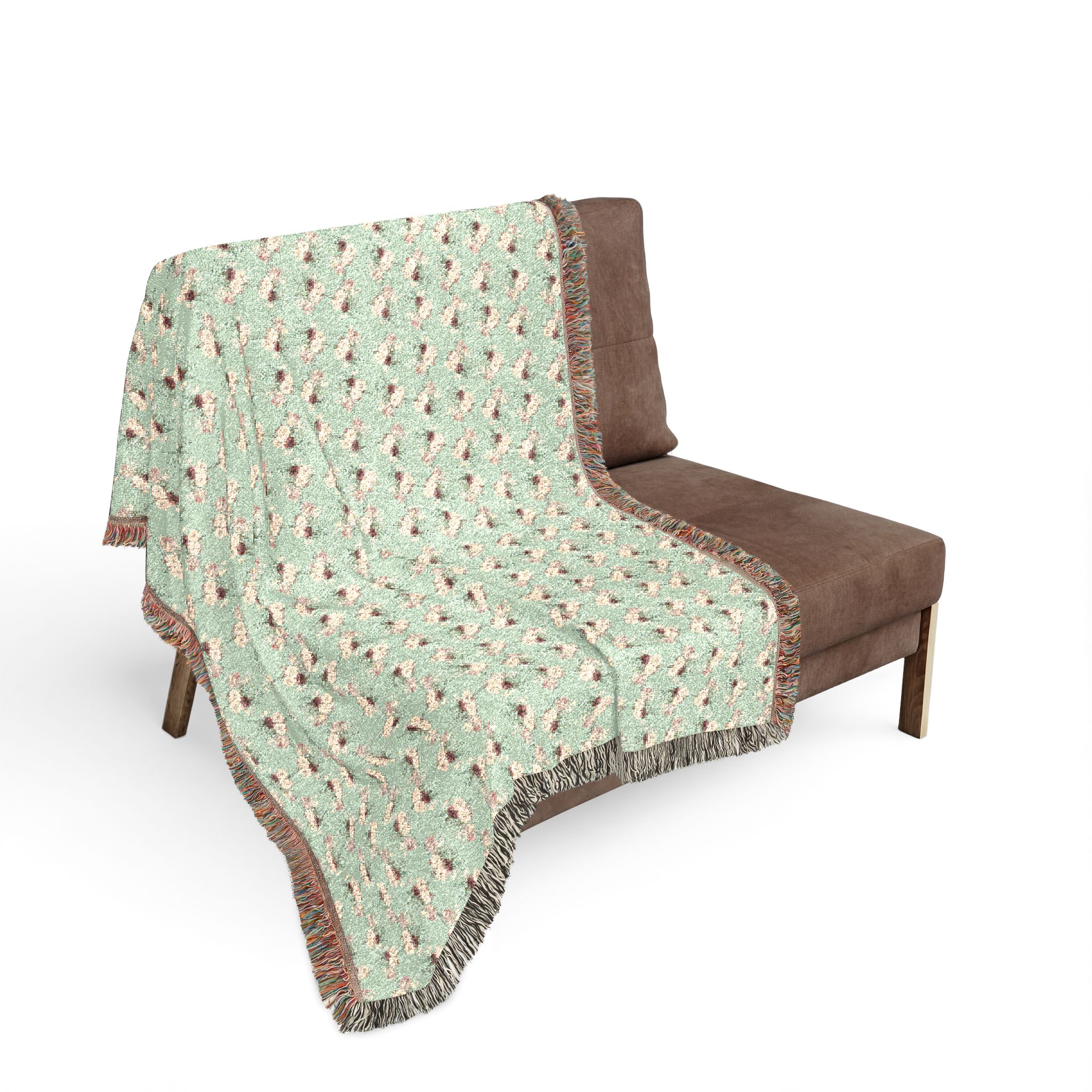 Woven Blanket — Floral Houndstooth Throw (Mint or Charcoal) - Image 8