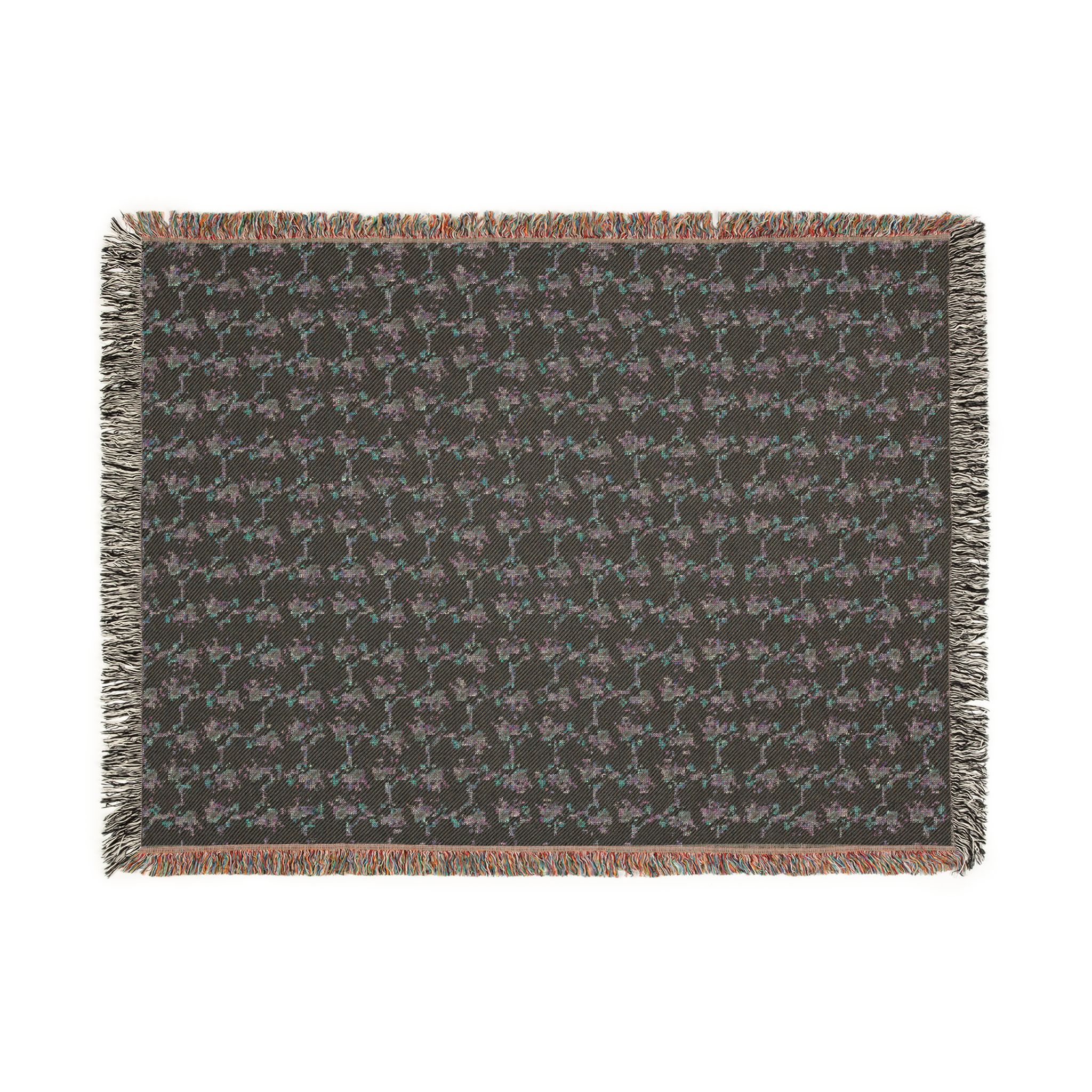 Woven Blanket — Floral Houndstooth Throw (Mint or Charcoal) - Image 11
