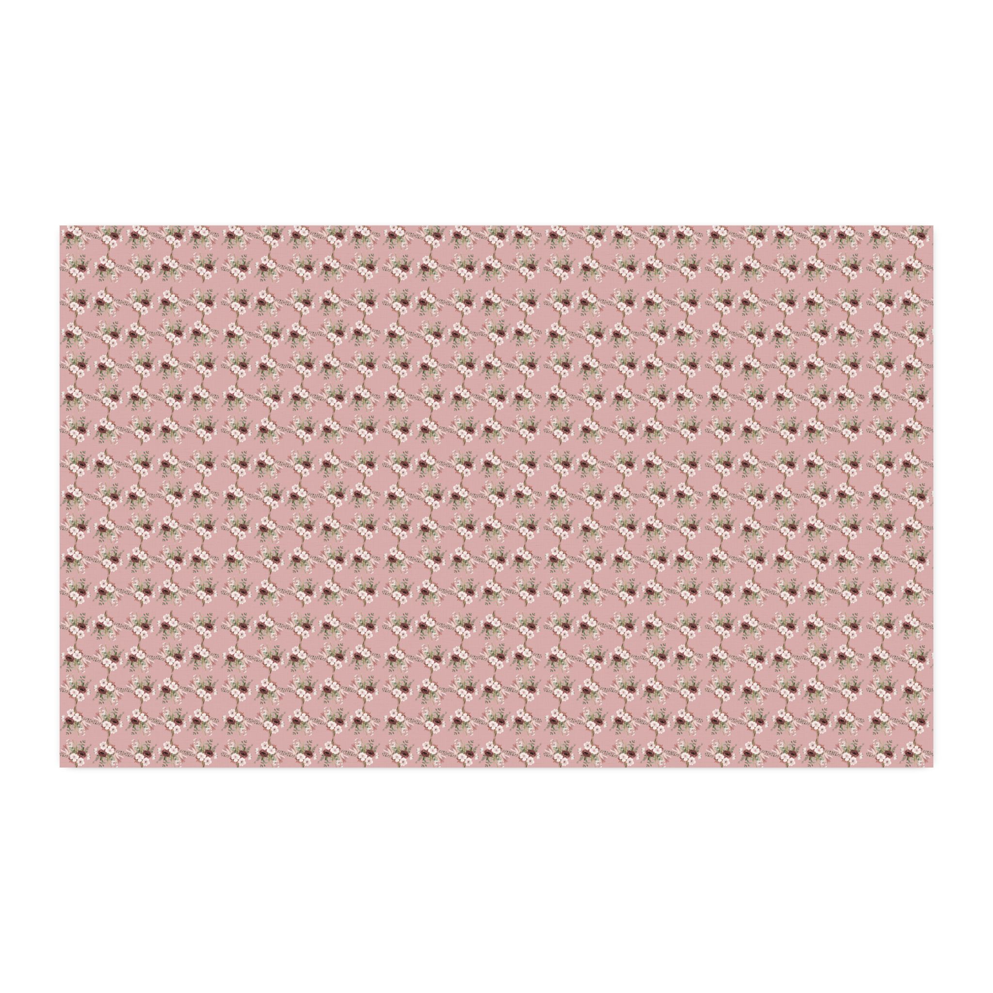 Pink Floral Faux Linen Fabric by the Yard — Lightweight Sewing & Crafting Material