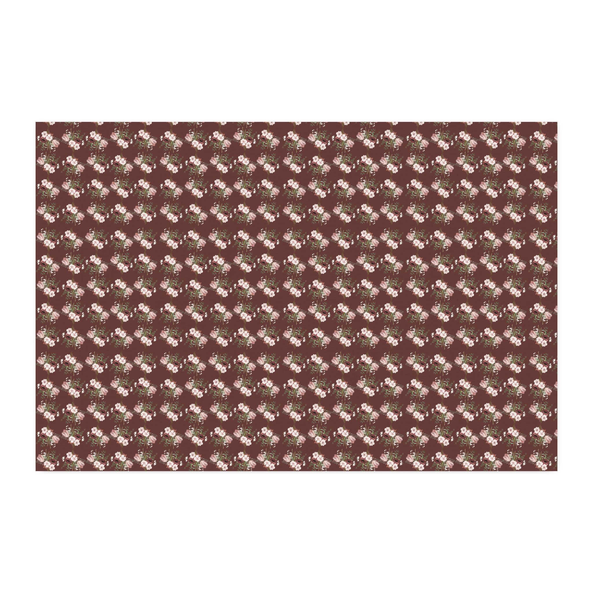 Combed Cotton Fabric by the Yard — Vintage Floral Burgundy Print (Prima)