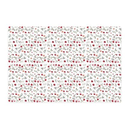 Combed Cotton Prima Fabric by the Yard — Red Floral Ditsy Print on White