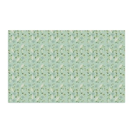 Faux Linen Fabric Yardage – Mint Floral Print