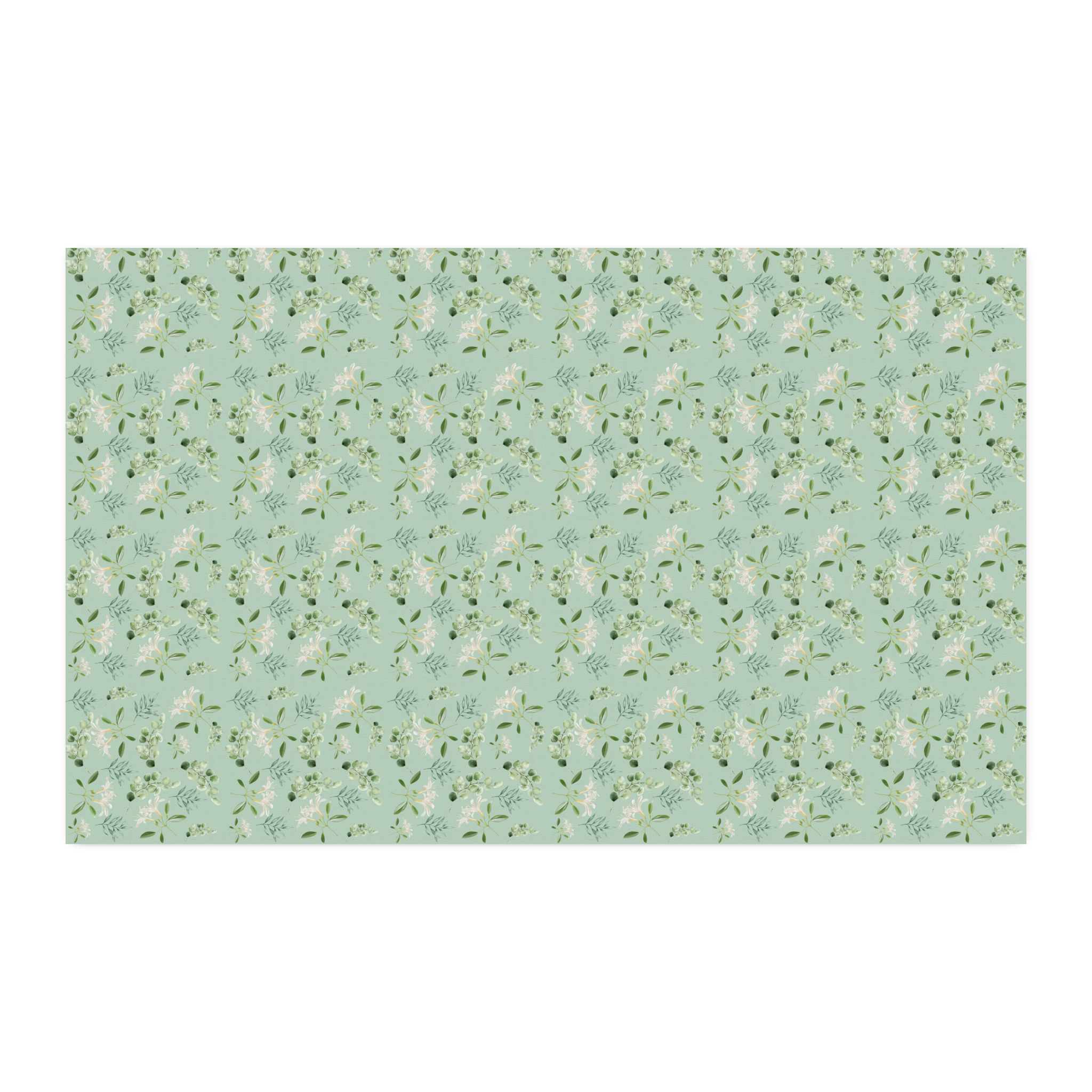 Faux Linen Fabric Yardage – Mint Floral Print