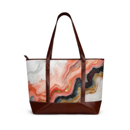Marbled Coral Tote Handbag – Abstract Watercolor Beach Shoulder Bag