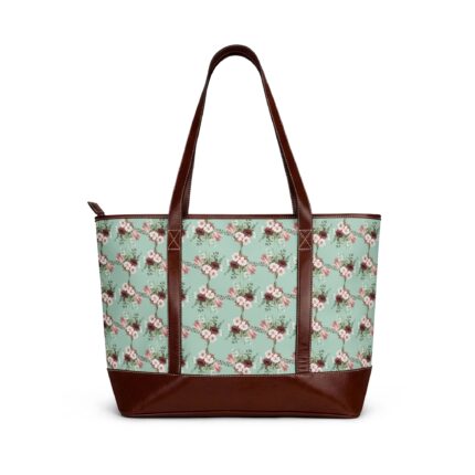 Floral Blossom Tote Handbag – Vintage Mint Cherry Blossom Pattern