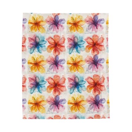 Floral Watercolor Velveteen Plush Blanket